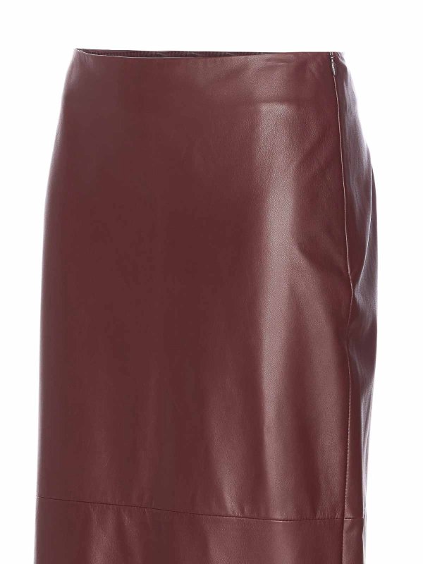 The Best Shops BRUNELLO CUCINELLI: Knee length skirts & Midi - Bordeaux Leather Skirt