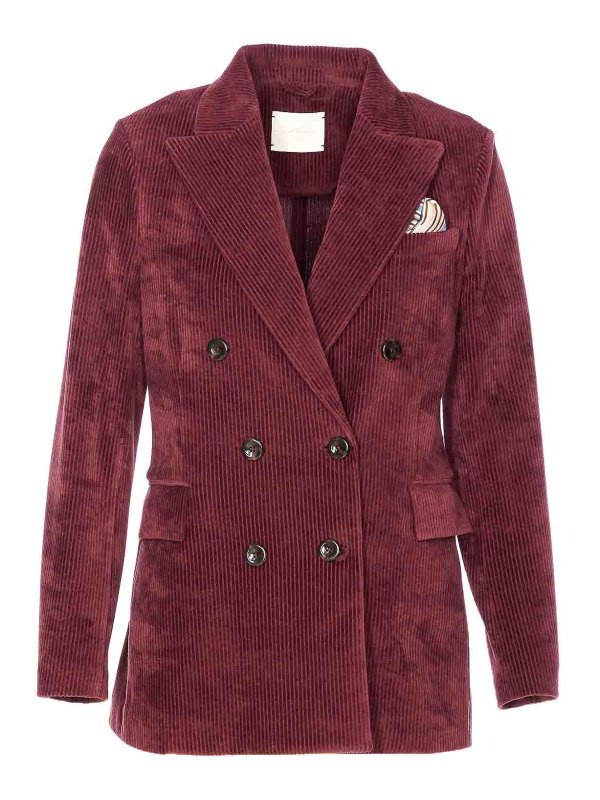 CIRCOLO 1901: casual jackets - Bordeaux Velvet Double Breasted Jacket