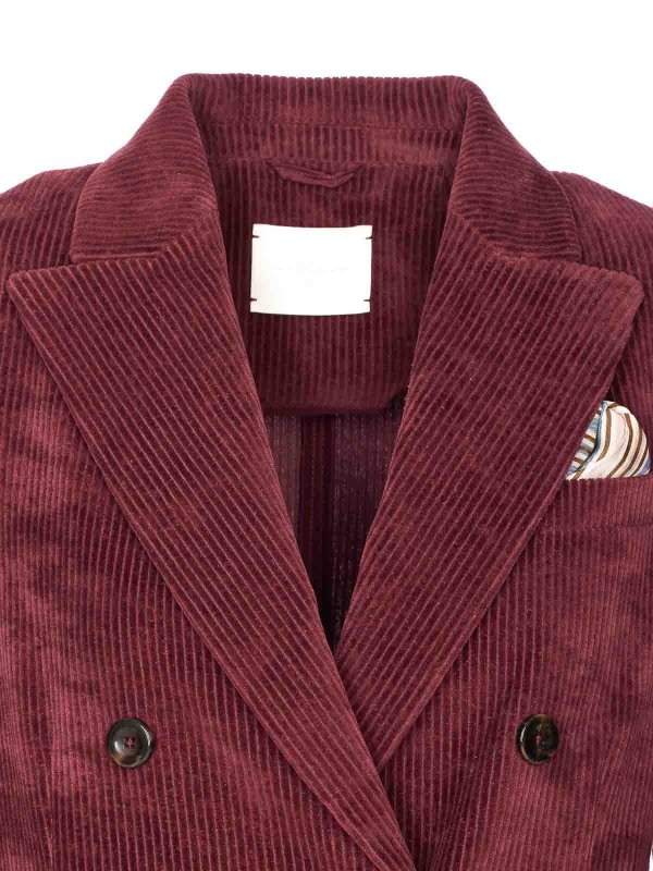 Bordeaux Velvet Double Breasted Jacket shop online: CIRCOLO 1901