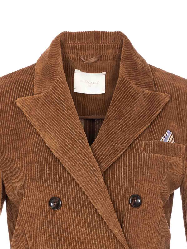 Brown Velvet Double Breasted Jacket shop online: CIRCOLO 1901
