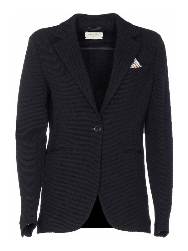 CIRCOLO 1901: casual jackets - Blue Knitted Jacket Frontal Button Closure