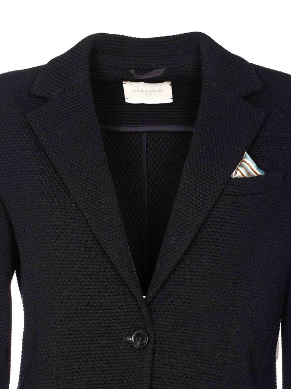 Blue Knitted Jacket Frontal Button Closure shop online: CIRCOLO 1901