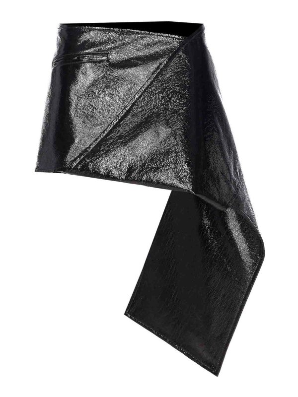 Courreges: mini skirts - Black Fold Vinyl Mini Skirt