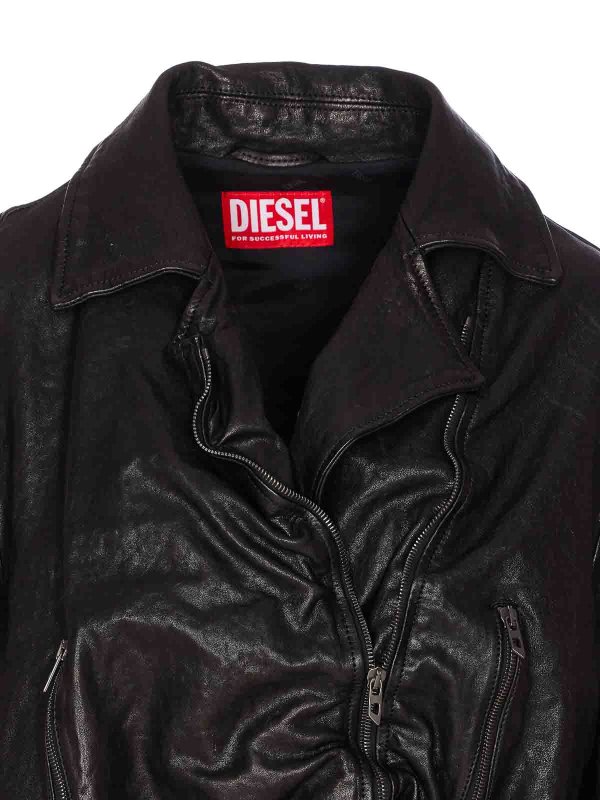 レザージャケット - 黒 shop online: DIESEL