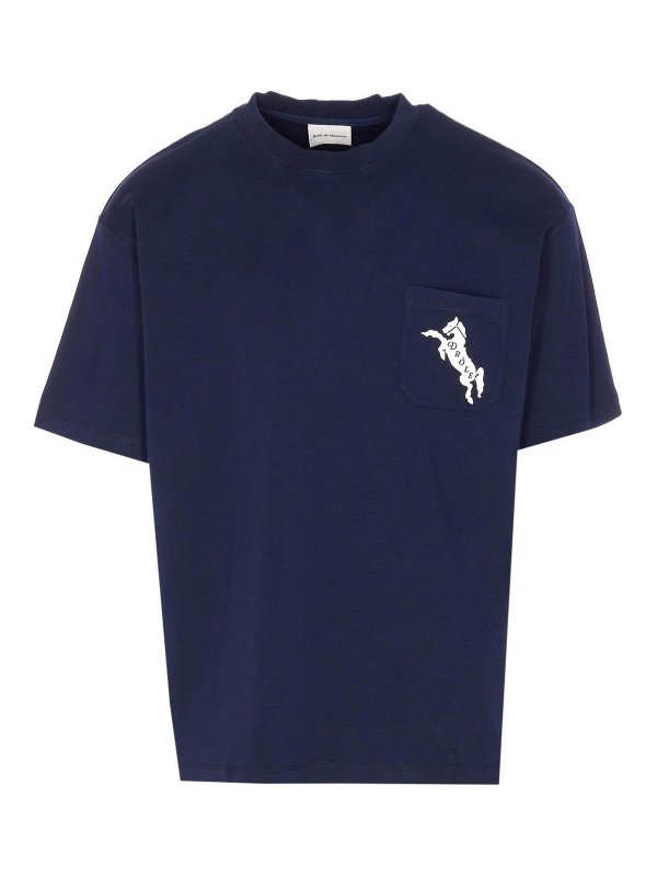 DRÔLE DE MONSIEUR: t-shirts - Blue Leembleme Chavaux T-Shirt