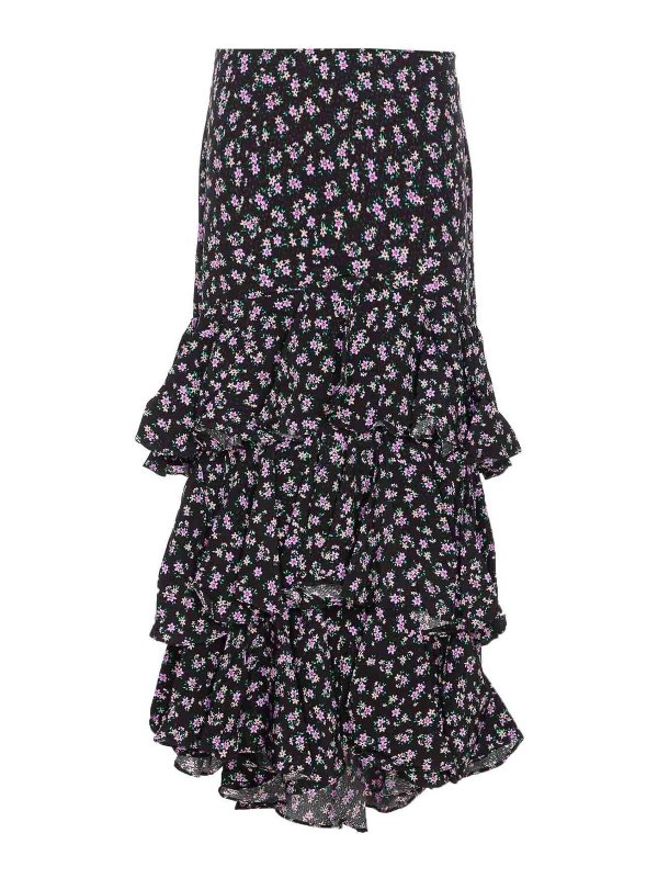 ESSENTIEL ANTWERP: Knee length skirts & Midi - Black Ilana Tiered Ruffle Skirt