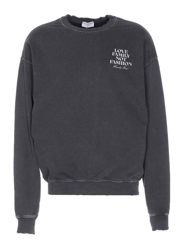 FAMILY FIRST: Sweatshirts & Sweaters - Grey Vintage Sweatshirt