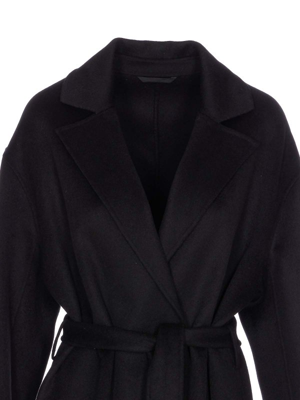 Black Alyssa Coat Belt Closure On Waist shop online: FILIPPA K