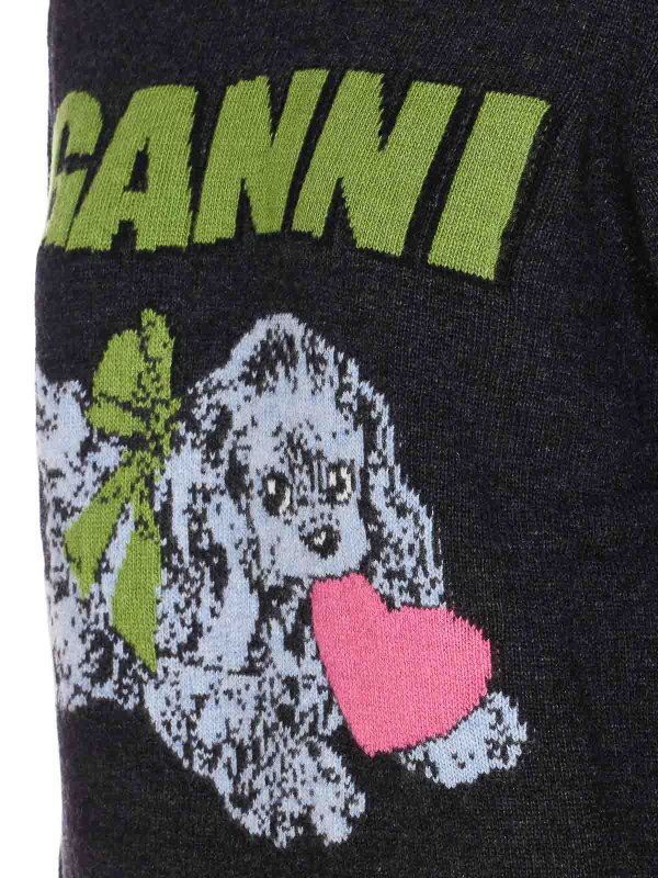 The Best Shops GANNI: crew necks - Mix Puppy Love Graphic Sweater