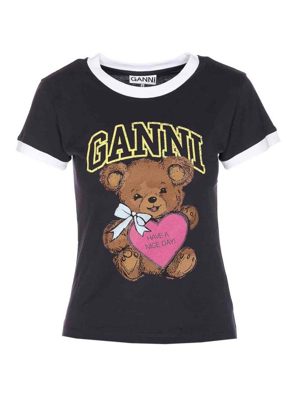 GANNI: T-shirts - T-Shirt - Gris