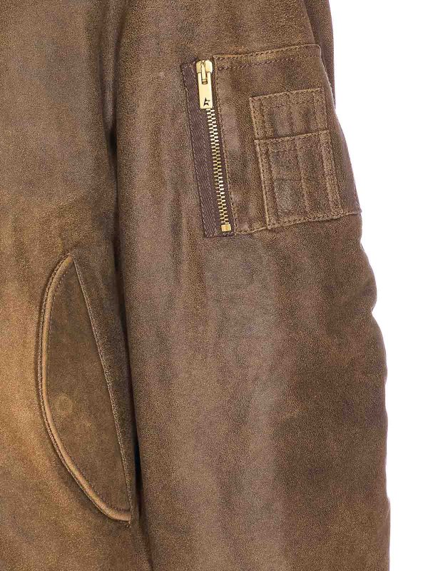 The Best Shops GOLDEN GOOSE: Chaquetas de cuero - Chaqueta De Cuero - Marrón