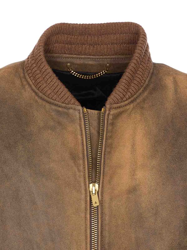 Chaqueta De Cuero - Marrón shop online: GOLDEN GOOSE