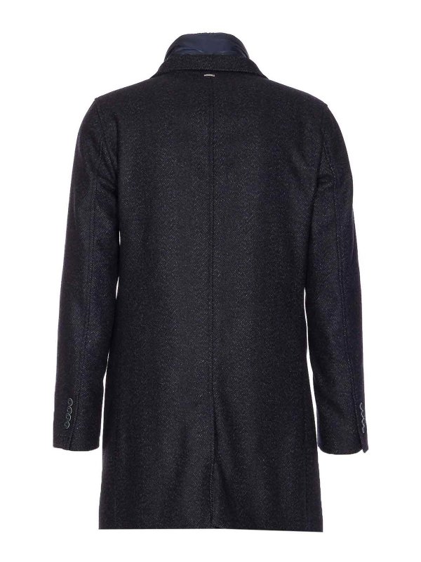 HERNO: short coats online - Blue Navy Single Breasted Coat