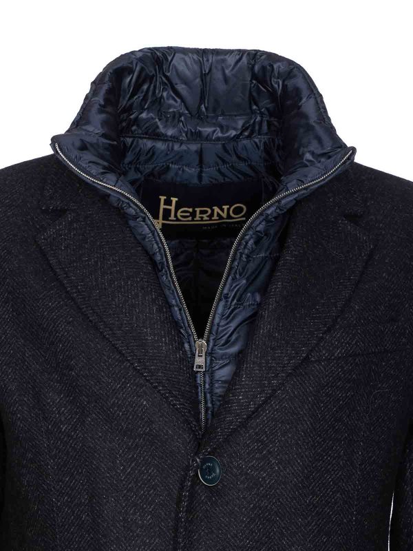 Blue Navy Single Breasted Coat shop online: HERNO