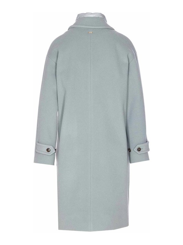 HERNO: short coats online - Light Blue Single Breasted Coat Zip