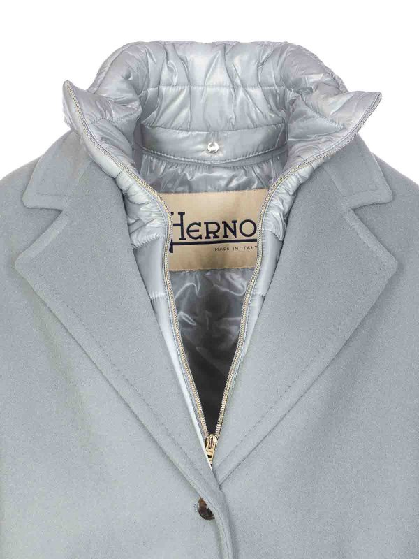 Light Blue Single Breasted Coat Zip shop online: HERNO