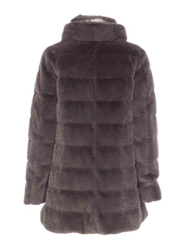 HERNO: padded jackets online - A-Shape Faux Fur Down Jacket