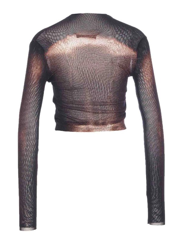 JEAN PAUL GAULTIER: Tops & Tank tops online - Black Mesh Asymmetric Top