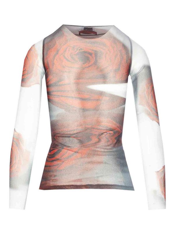 JEAN PAUL GAULTIER: Tops & Tank tops online - Multicolor Mesh Boat Neck Top