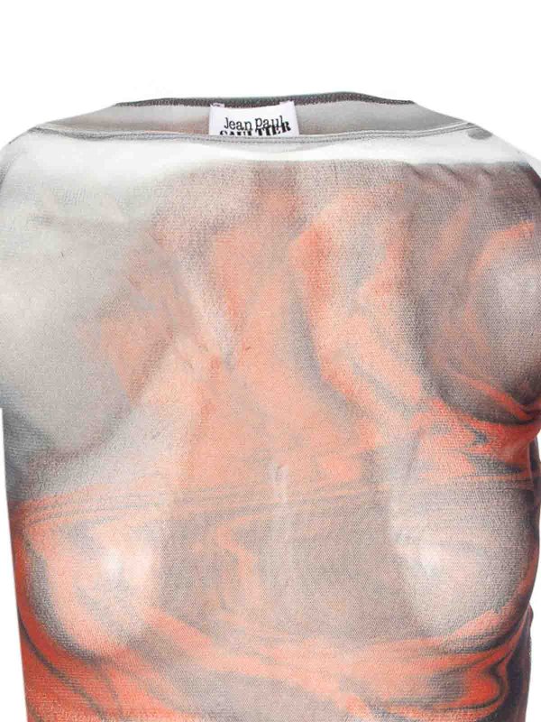 Multicolor Mesh Boat Neck Top shop online: JEAN PAUL GAULTIER