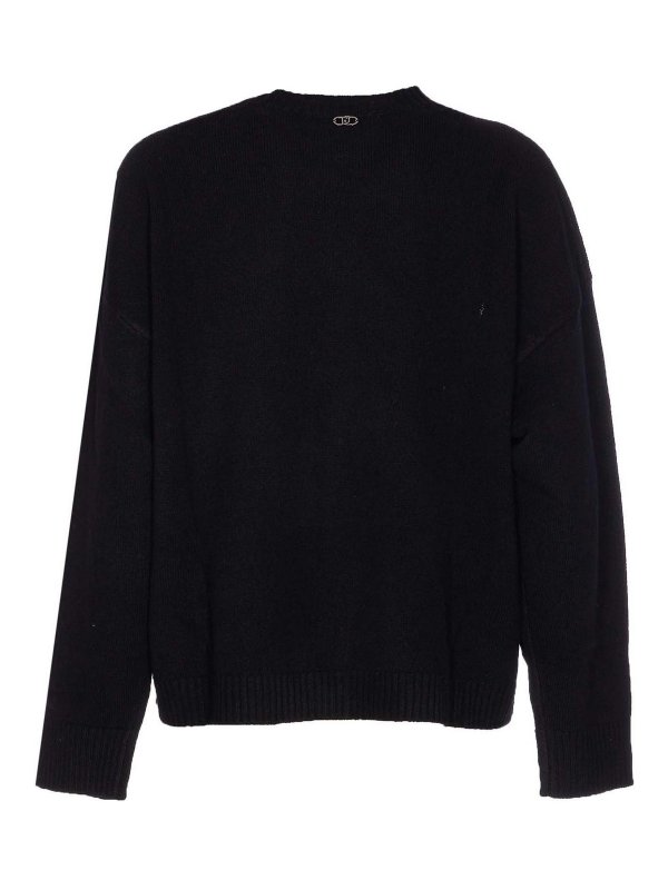 Liu Jo: crew necks online - Black Cut Out Sweater