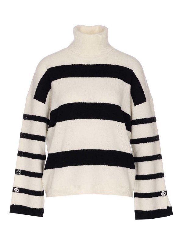 Liu Jo: crew necks - White And Black Striped Sweater