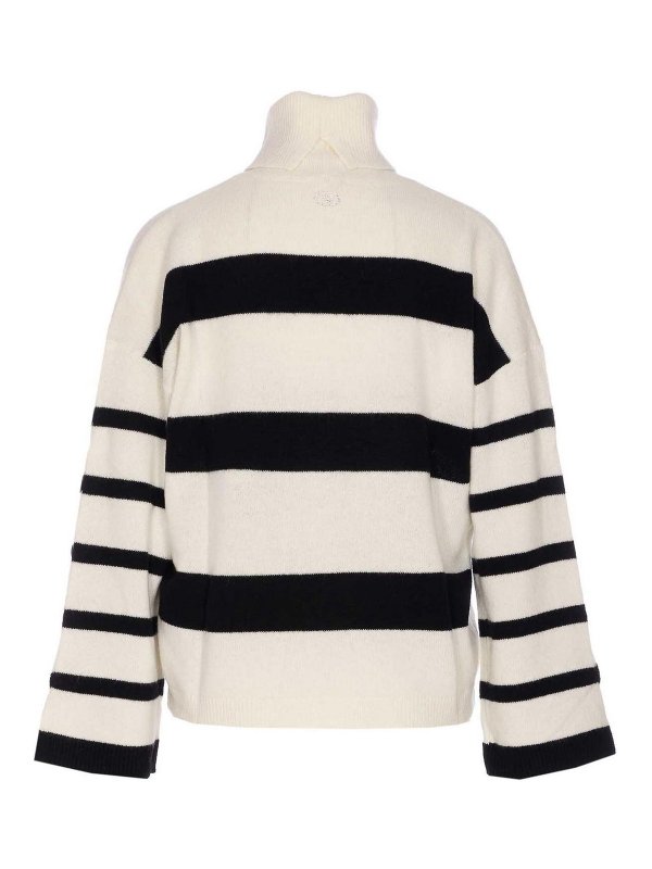 Liu Jo: crew necks online - White And Black Striped Sweater