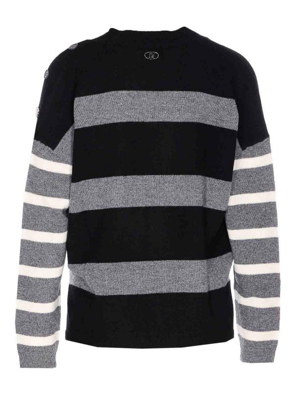 Liu Jo: crew necks online - Black And Grey Striped Sweater