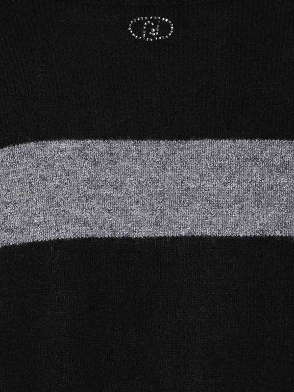 The Best Shops Liu Jo: crew necks - Black And Grey Striped Sweater
