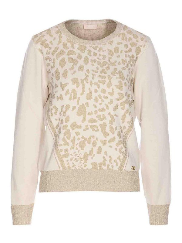 Liu Jo: Suéteres con cuello pico - Suéter Cuello Redondo - Blanco