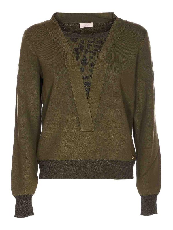 Liu Jo: Suéteres con cuello pico - Suéter Cuello Redondo - Verde