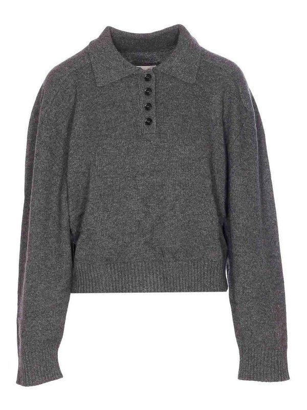 LOULOU STUDIO: Strickpullover mit Rundhalsausschnitt - Rundhalspullover - Grau