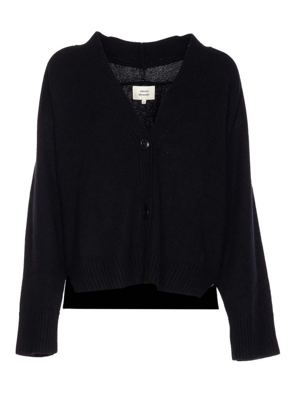 LOULOU STUDIO: cardigans - Black Kaia Cardigan Buttons Closure