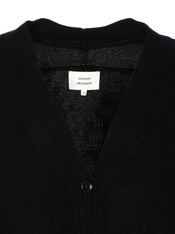 Black Kaia Cardigan Buttons Closure shop online: LOULOU STUDIO