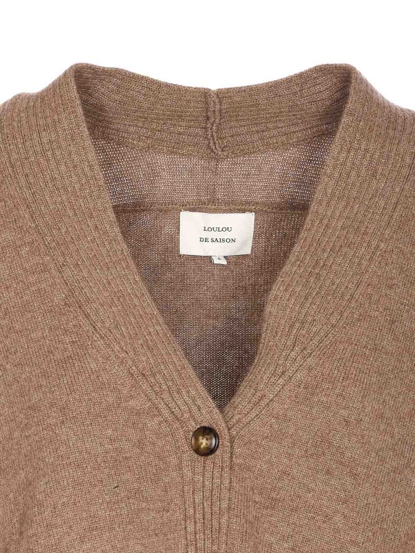 Beige Kaia Cardigan Buttons Closure shop online: LOULOU STUDIO