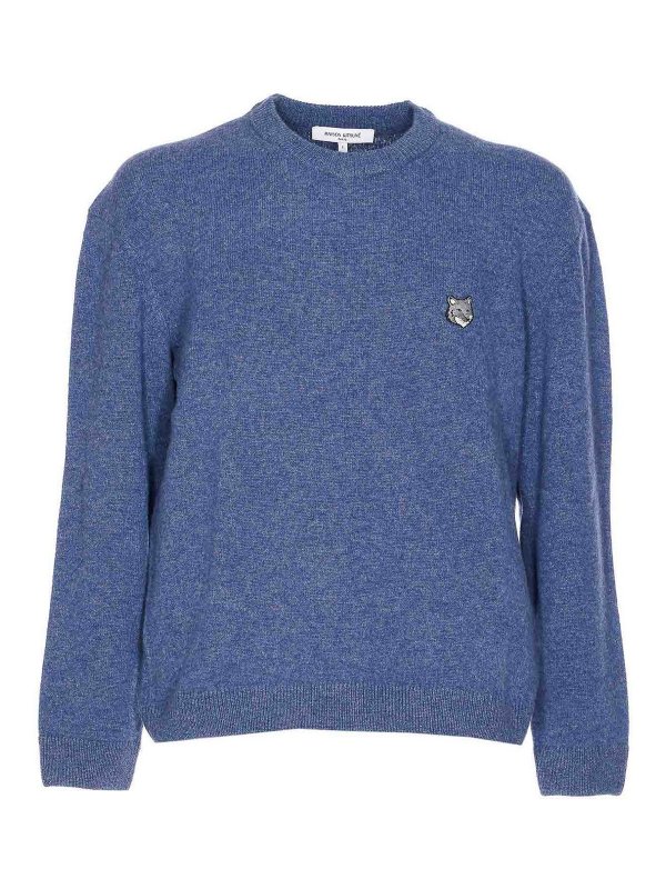 MAISON KITSUNÉ: crew necks - Maison Margiela Blue Fox Head Sweater