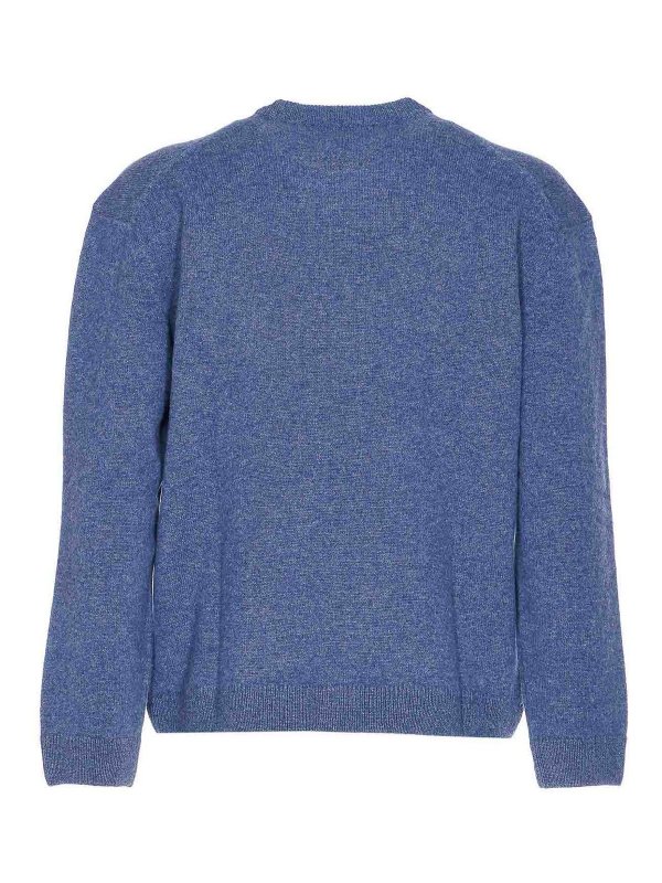 MAISON KITSUNÉ: crew necks online - Maison Margiela Blue Fox Head Sweater