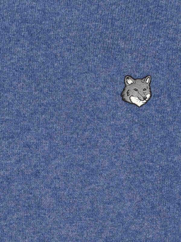 The Best Shops MAISON KITSUNÉ: crew necks - Maison Margiela Blue Fox Head Sweater