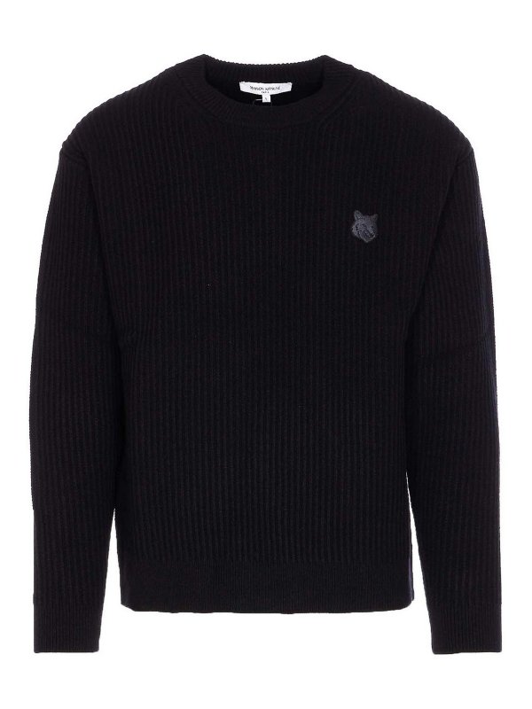 MAISON KITSUNÉ: Pull col rond - Pull Col Rond - Noir