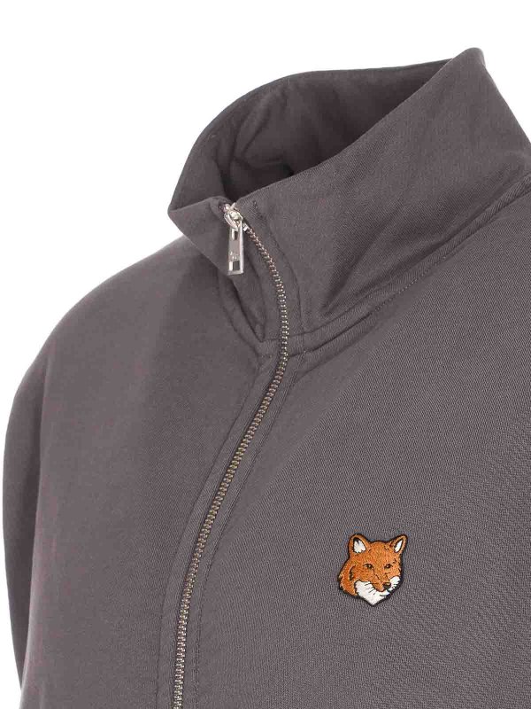 The Best Shops MAISON KITSUNÉ: Sweatshirts & Sweaters - Grey Fox Head Sweatshirt