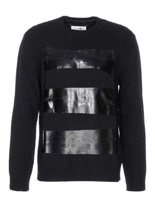 MM6 MAISON MARGIELA: Strickpullover mit Rundhalsausschnitt - Rundhalspullover - Schwarz