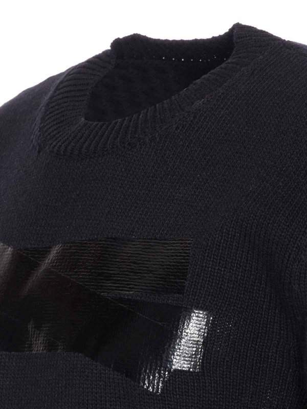 The Best Shops MM6 MAISON MARGIELA: Strickpullover mit Rundhalsausschnitt - Rundhalspullover - Schwarz