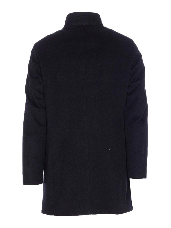 MOORER: padded jackets online - Blue Bondfur Down Jacket