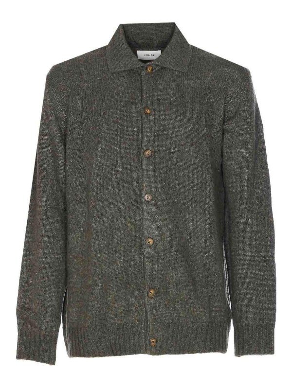 NN.07: cardigans - Green Viggo Cardigan Frontal Buttons Closure