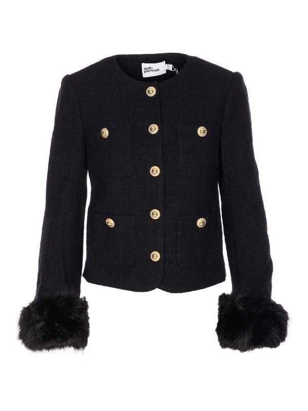 Self Portrait: Fourrure - Manteau En Fourrure - Noir
