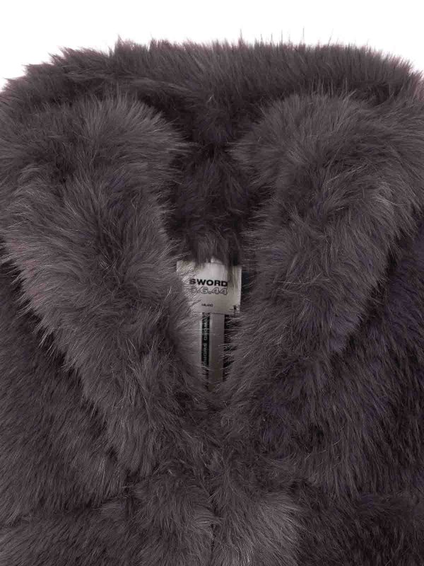 Grey Faux Fur Jacket Frontal Hook Closure shop online: S.W.O.R.D 6.6.44