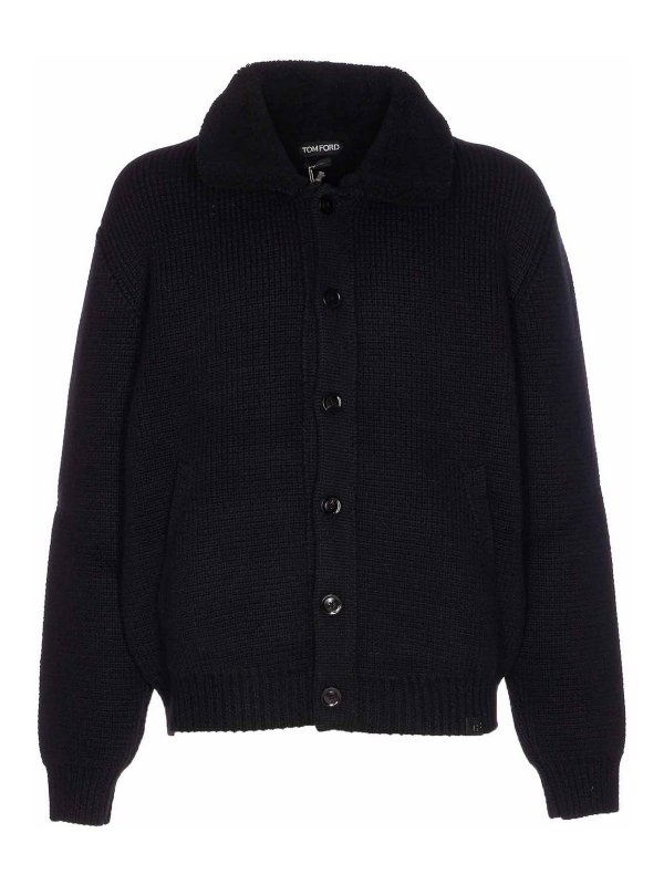 TOM FORD: cardigans - Shearling Collar Cashmere Cardigan