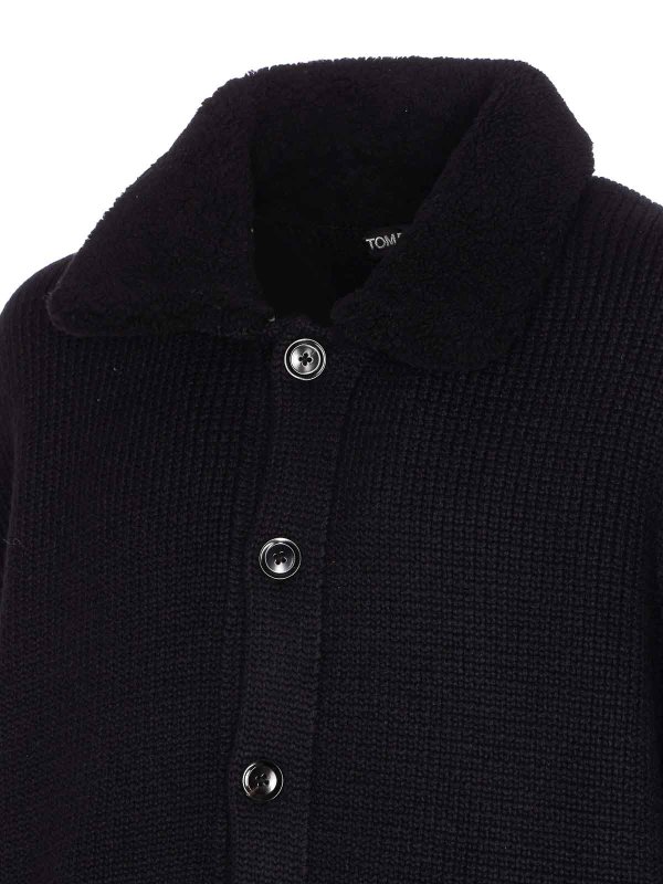 The Best Shops TOM FORD: cardigans - Shearling Collar Cashmere Cardigan