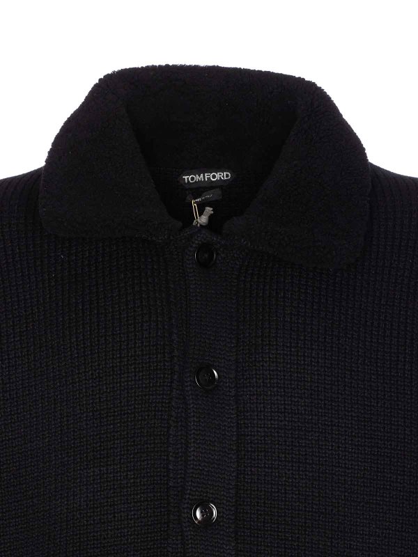 Shearling Collar Cashmere Cardigan shop online: TOM FORD
