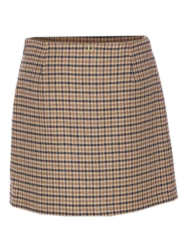 TWINSET: gonne al ginocchio  e longuette online - Gonna di controllo beige di controllo